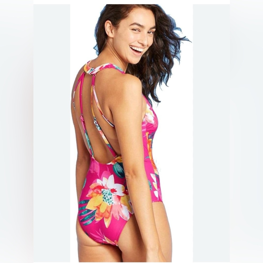 New Kona Sol Tropical Floral One Piece Swimsuit Bathing Suit Women’s 18W Plus
